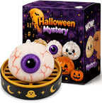 Halloween Mystery Glitter Dumpling Squishy Box Set, Ghost Pumpkin Eyeball Design, Soft Stress Relief Fidget Toy, Party Favor Gift for Boys/Girls