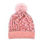 Sequin Fur Pom Beanie