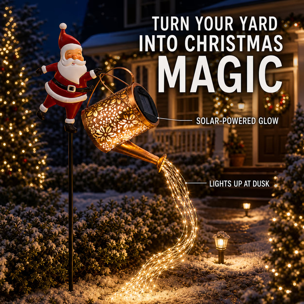 Solar Santa Waterfall Garden Light