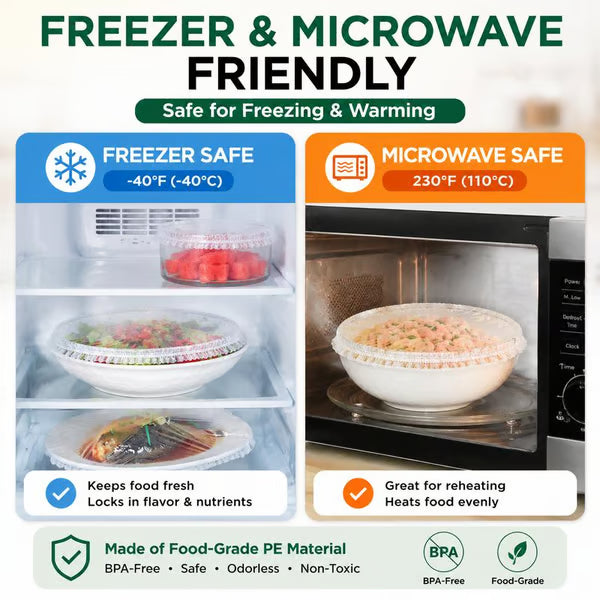 🔥LAST DAY SALE 49% OFF-100Pcs Medium Reusable Elastic Plastic Bowl Covers - Kitchen Bread Proofing,