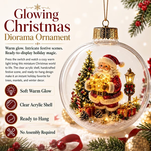 🎅LAST DAY 50% OFF - 🎄Glowing Christmas Diorama Ornament – A Tiny Winter World in Your Hands