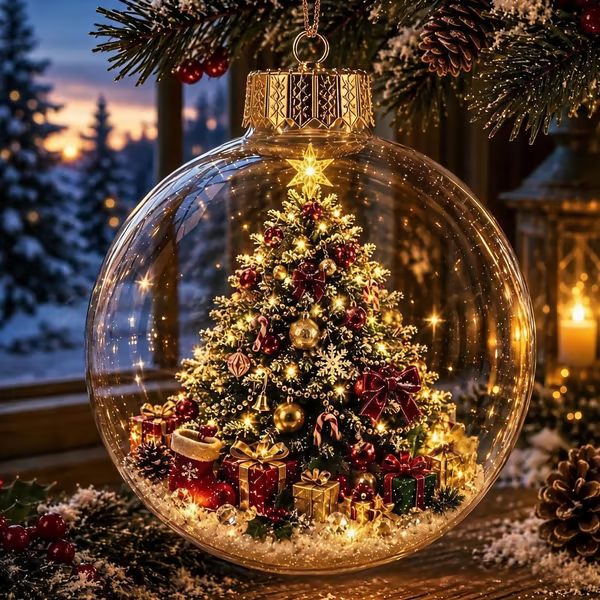 🎅LAST DAY 50% OFF - 🎄Glowing Christmas Diorama Ornament – A Tiny Winter World in Your Hands
