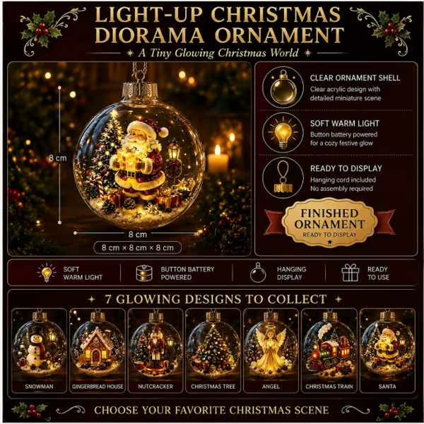 🎅LAST DAY 50% OFF - 🎄Glowing Christmas Diorama Ornament – A Tiny Winter World in Your Hands