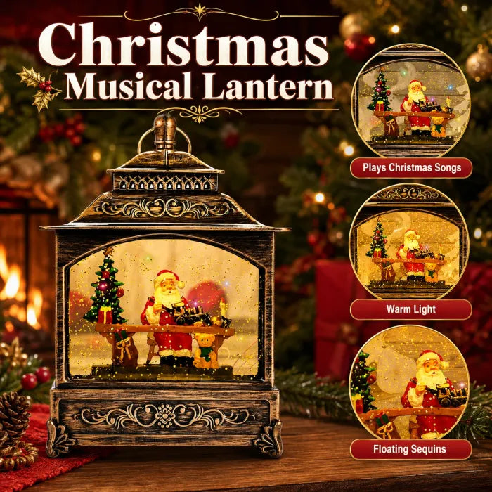 Musical Christmas Lantern with Snow