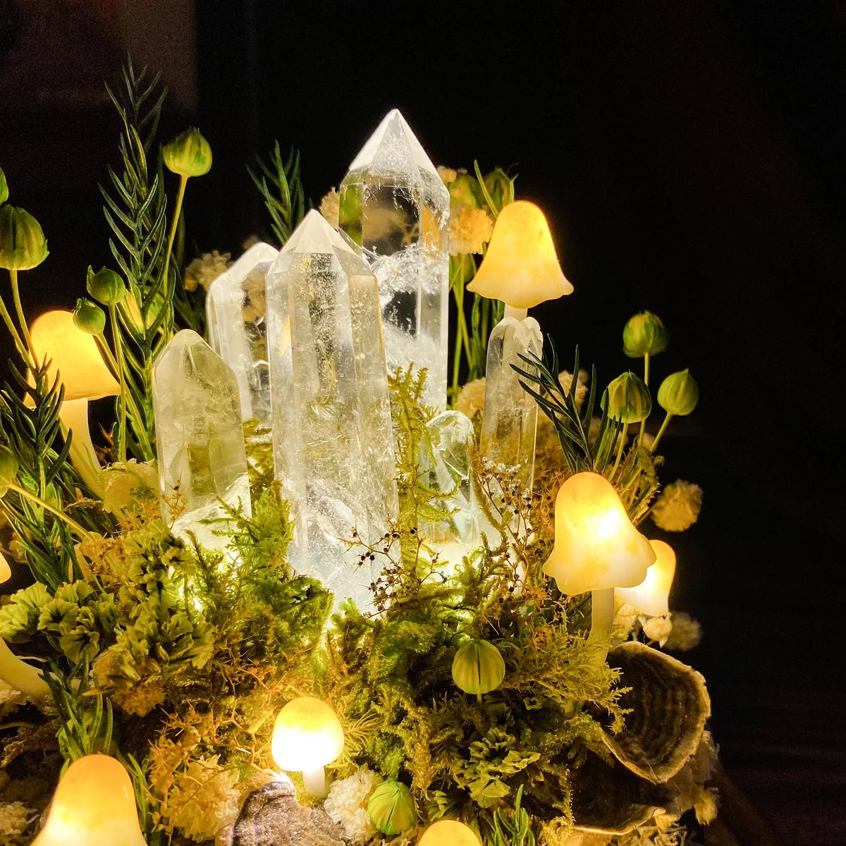 Enchanted Forest Mushroom Lamp – Healing Crystal Nightlight