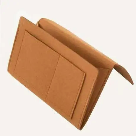 Bedside Caddy, 5 Pockets Felt Bedside Storage Organizer, Hanging Storage Organizer for Home Bedroom Living Room College Dorm Bed Water Bottles, Magazines, Phone, Glasses (Beige)