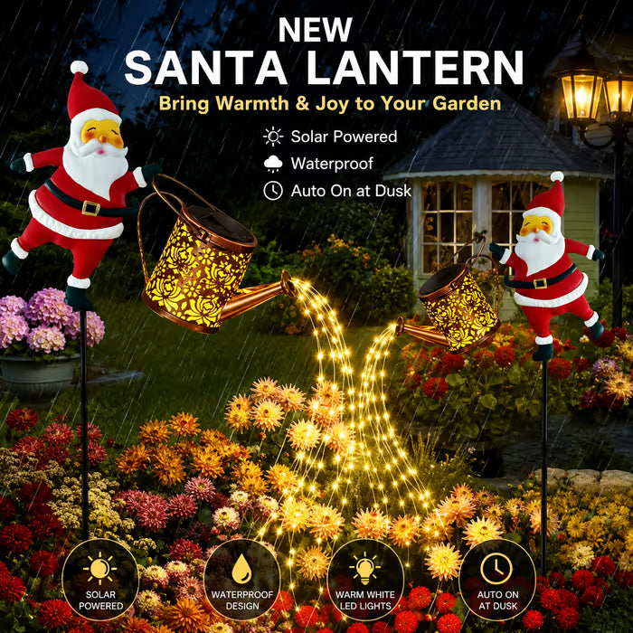 Solar Santa Waterfall Garden Light