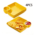 4-Piece Snack & Dumpling Plates with Sauce Compartments