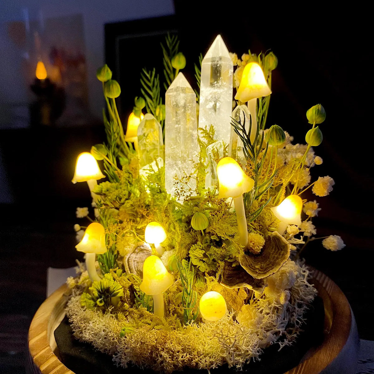 Enchanted Forest Mushroom Lamp – Healing Crystal Nightlight