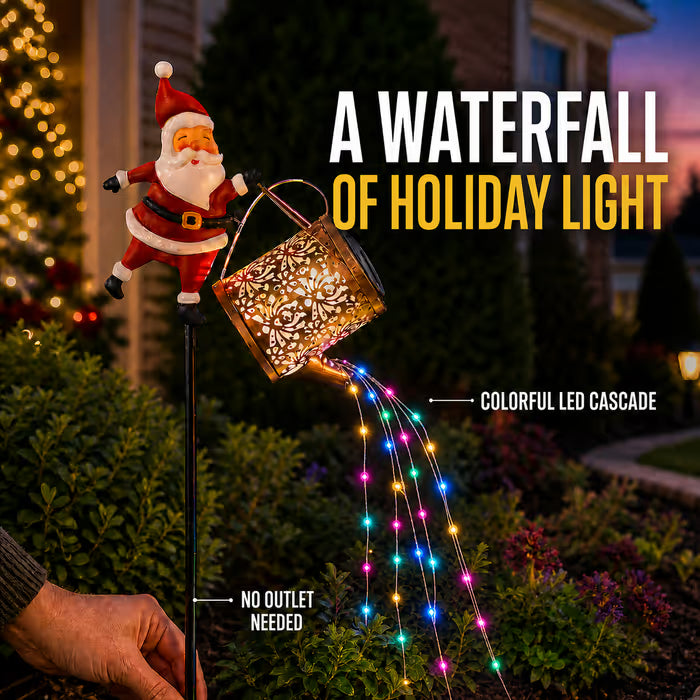Solar Santa Waterfall Garden Light