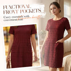 ⌛Limited-Time Offer-Women's Round Neck Textured Knee-Length Dress