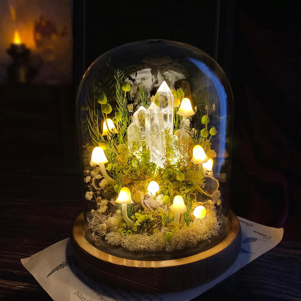 Enchanted Forest Mushroom Lamp – Healing Crystal Nightlight
