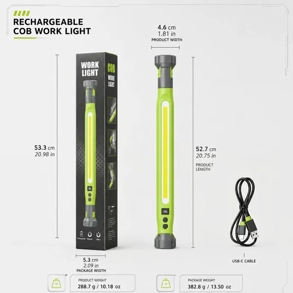 🛠️Rechargeable Magnetic LED Work Light with Built-in Battery - IPX4 Waterproof & Shockproof, Clamp & Magnet Base