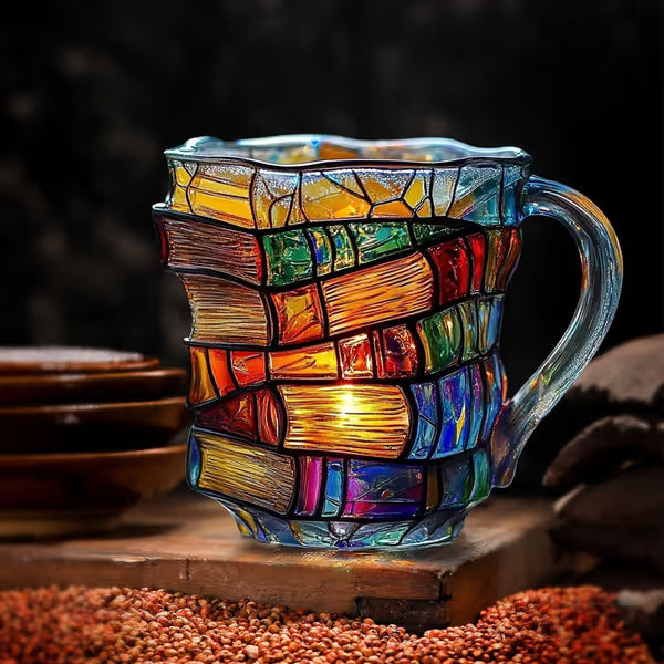 📚 3D Painted Book Mug – Unique Glass Coffee Cup for Readers & Book Lovers🍵