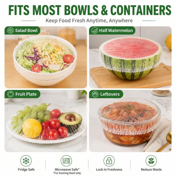 🔥LAST DAY SALE 49% OFF-100Pcs Medium Reusable Elastic Plastic Bowl Covers - Kitchen Bread Proofing,