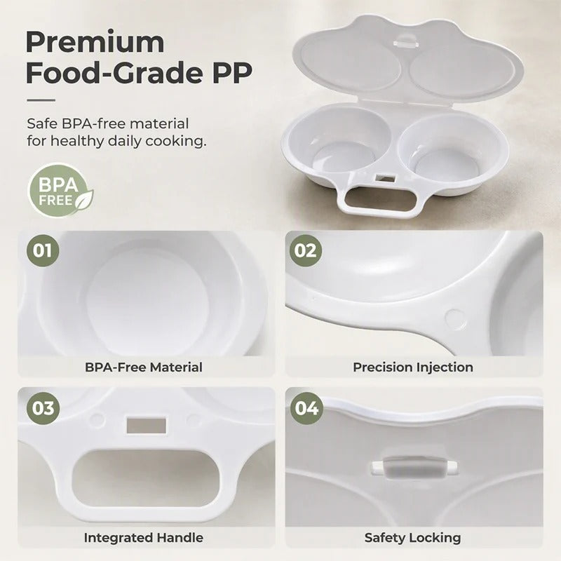 🥳2026 HOT SALE🥳💞50K+ SOLD! 🥗🎁 50% OFF! Microwave Egg Poacher——Dual‑cavity, non‑stick & easy clean. Healthier than frying – stock up & save!！🏠✅