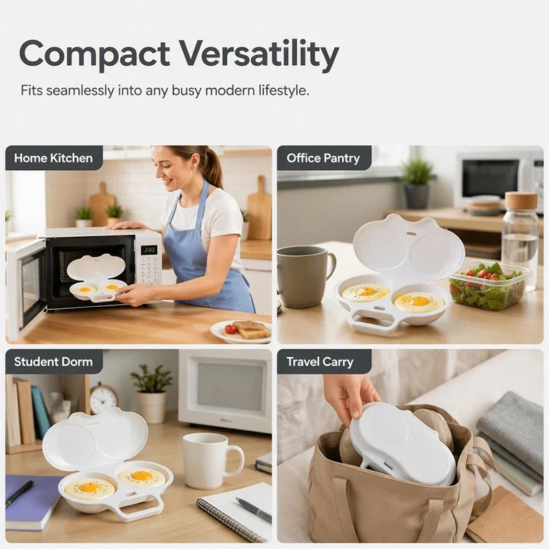 🥳2026 HOT SALE🥳💞50K+ SOLD! 🥗🎁 50% OFF! Microwave Egg Poacher——Dual‑cavity, non‑stick & easy clean. Healthier than frying – stock up & save!！🏠✅