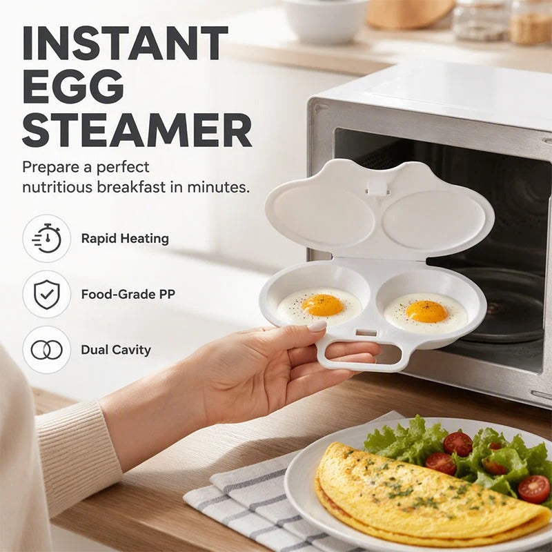 🥳2026 HOT SALE🥳💞50K+ SOLD! 🥗🎁 50% OFF! Microwave Egg Poacher——Dual‑cavity, non‑stick & easy clean. Healthier than frying – stock up & save!！🏠✅